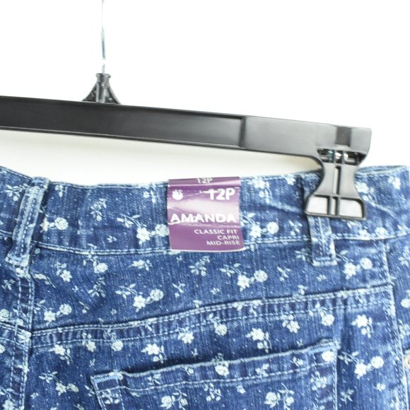 Gloria Vanderbilt NWT Sze 12P Blue & Flower Capri - Picture 3 of 6
